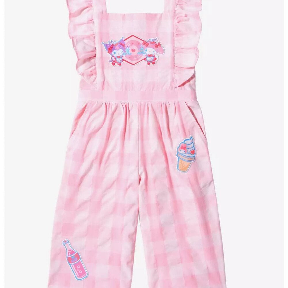 Hello Kitty Pink Gingham Ruffle Strap One-Piece Bodysuit